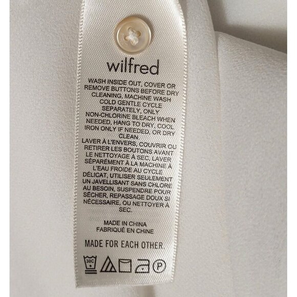 Aritzia Wilfred Valencia Blouse Light Birch Ivory Chiffon Mock Neck Top - Picture 13 of 15